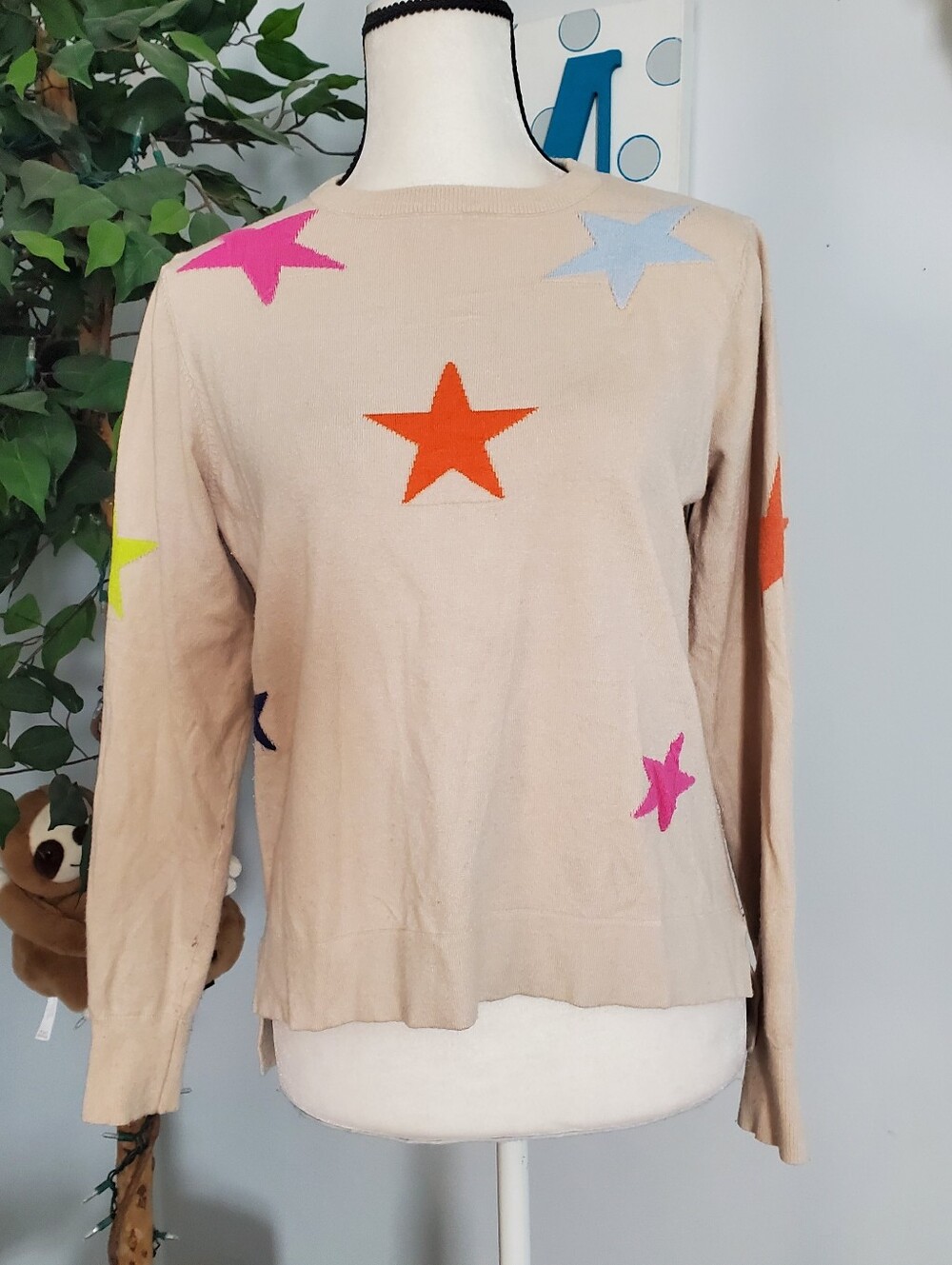THML Multicolor Stars Lightweight Tunic Sweater S